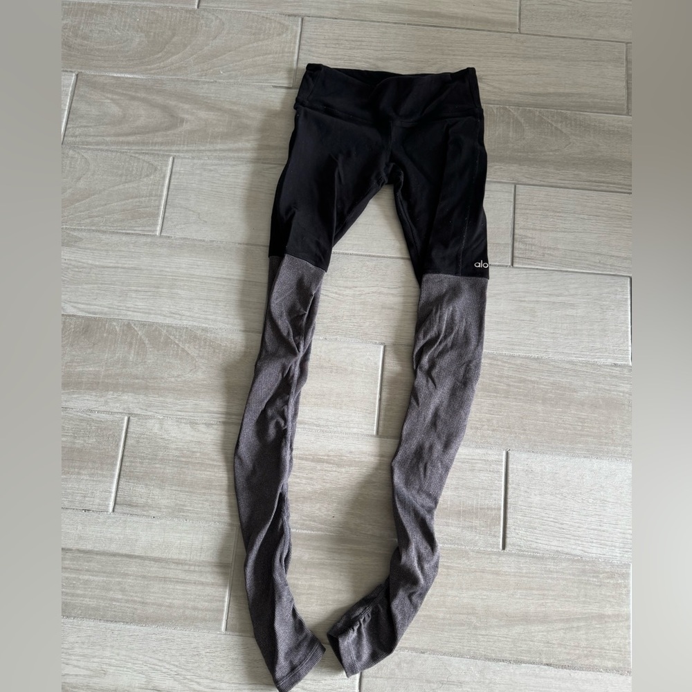 Alo Yoga, Goddess Leggings, Black & Grey, XS
